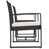 Set da Pranzo da Giardino 3 pz con Cuscini in PP Rattan Marrone