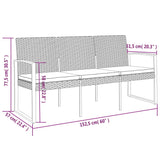 Panca da Giardino a 3 Posti con Cuscini in Rattan PP Marrone