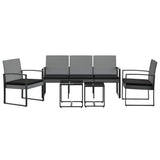 Set Pranzo da Giardino 5 pz con Cuscini PP Rattan Grigio Scuro