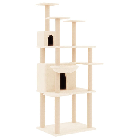 Albero per Gatti con Tiragraffi in Sisal Crema 166 cm