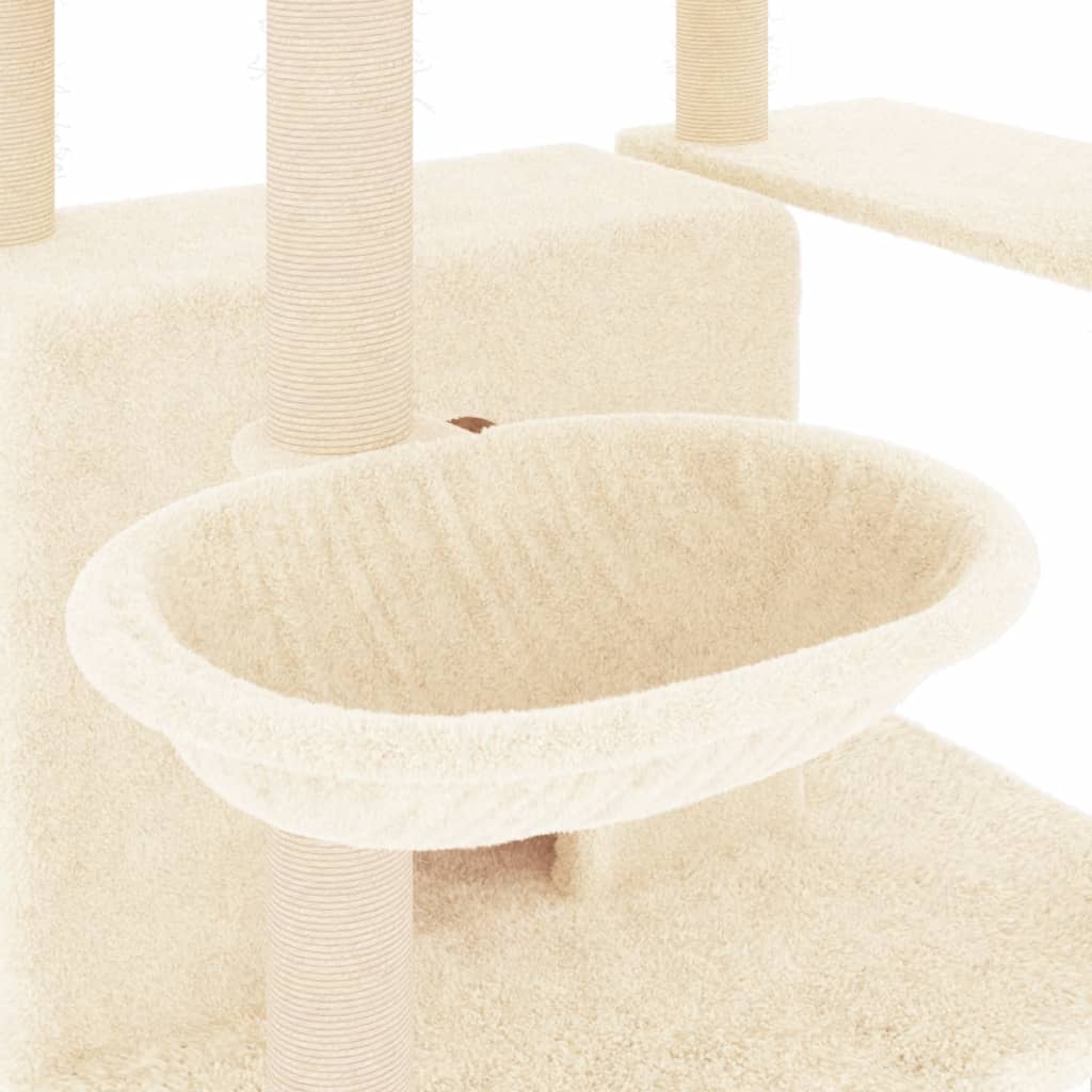 Albero per Gatti con Tiragraffi in Sisal Crema 166 cm