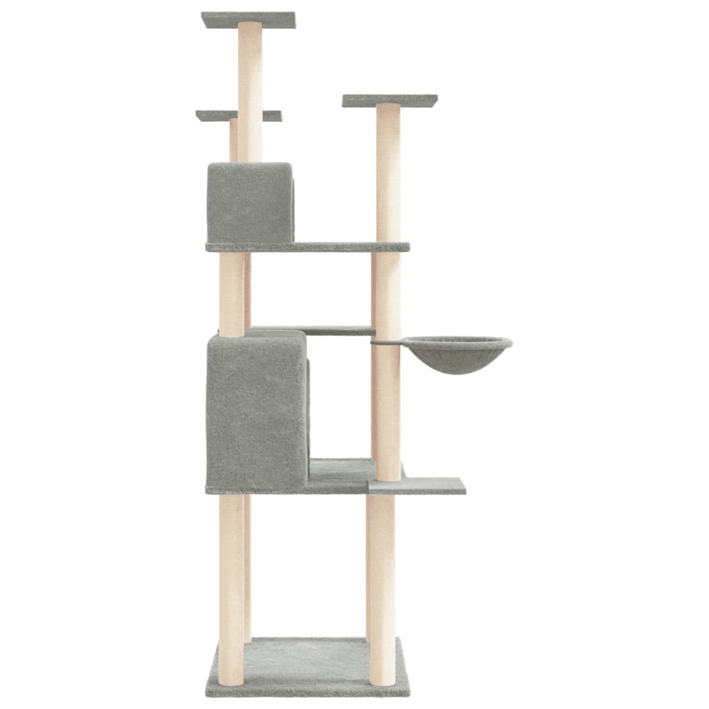 Albero per Gatti con Tiragraffi in Sisal Grigio Chiaro 166 cm