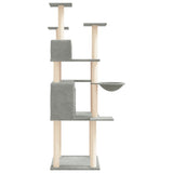 Albero per Gatti con Tiragraffi in Sisal Grigio Chiaro 166 cm