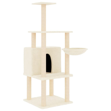 Albero per Gatti con Tiragraffi in Sisal Crema 132 cm