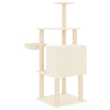 Albero per Gatti con Tiragraffi in Sisal Crema 132 cm