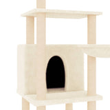 Albero per Gatti con Tiragraffi in Sisal Crema 132 cm