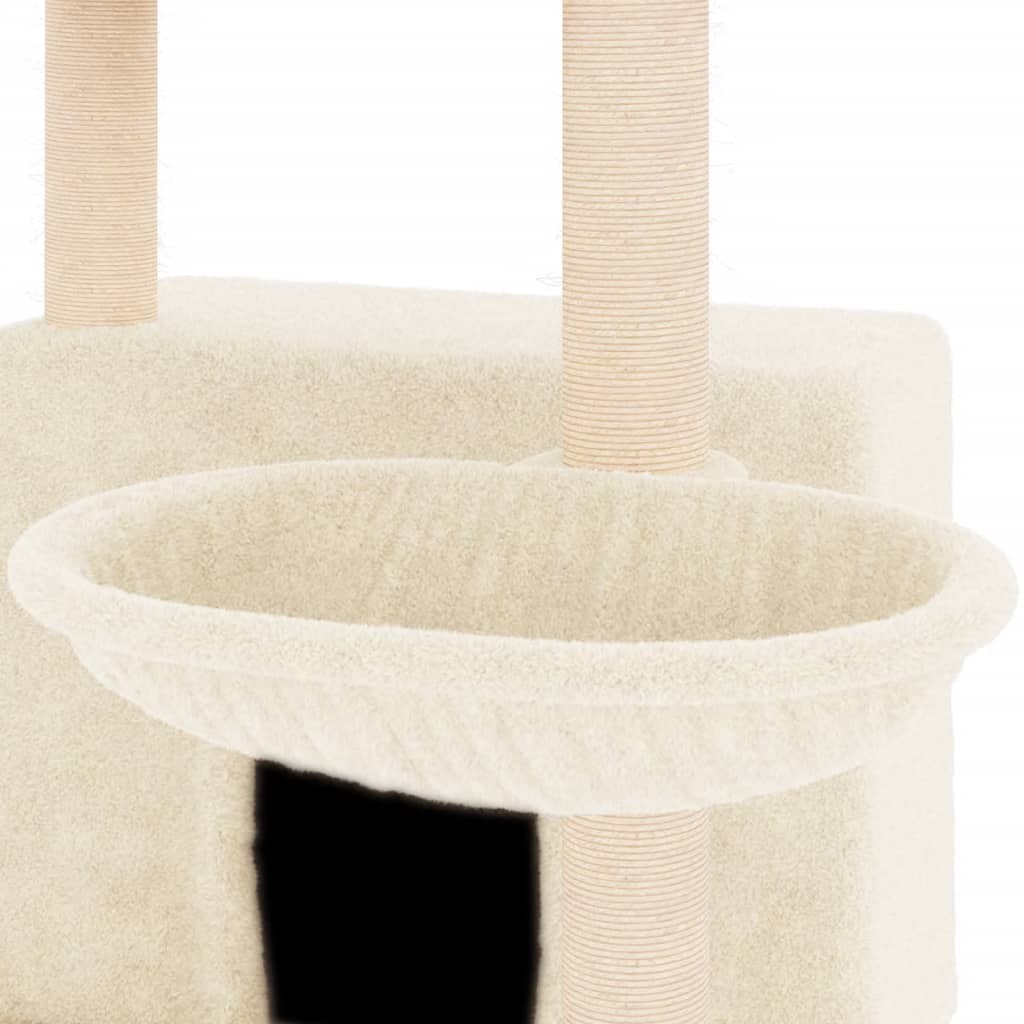 Albero per Gatti con Tiragraffi in Sisal Crema 132 cm