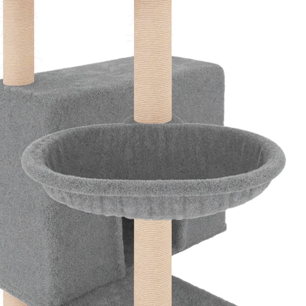 Albero per Gatti con Tiragraffi in Sisal Grigio Chiaro 143 cm