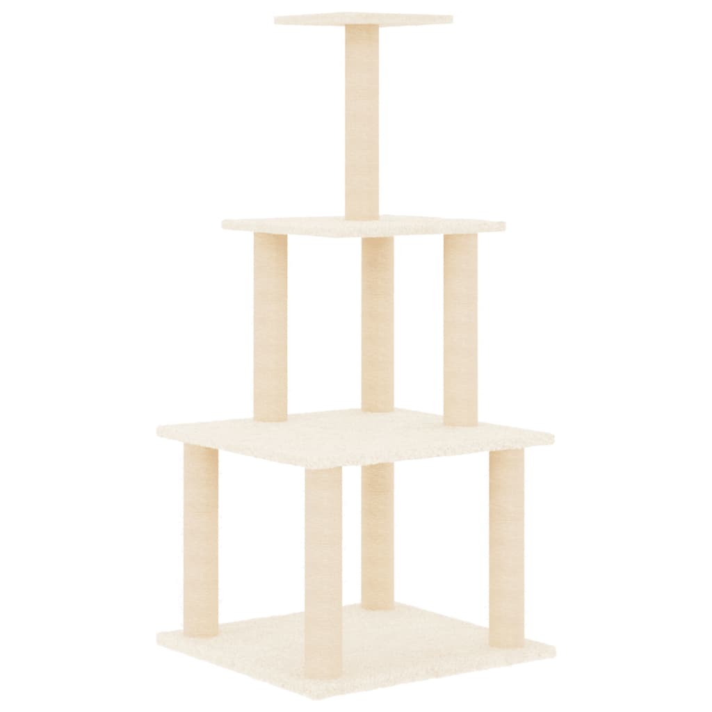 Albero per Gatti con Tiragraffi in Sisal Crema 111 cm