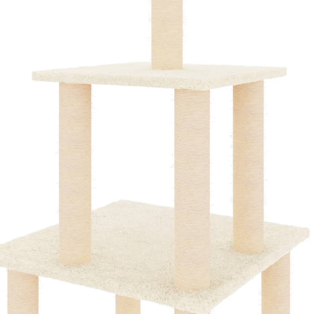 Albero per Gatti con Tiragraffi in Sisal Crema 111 cm