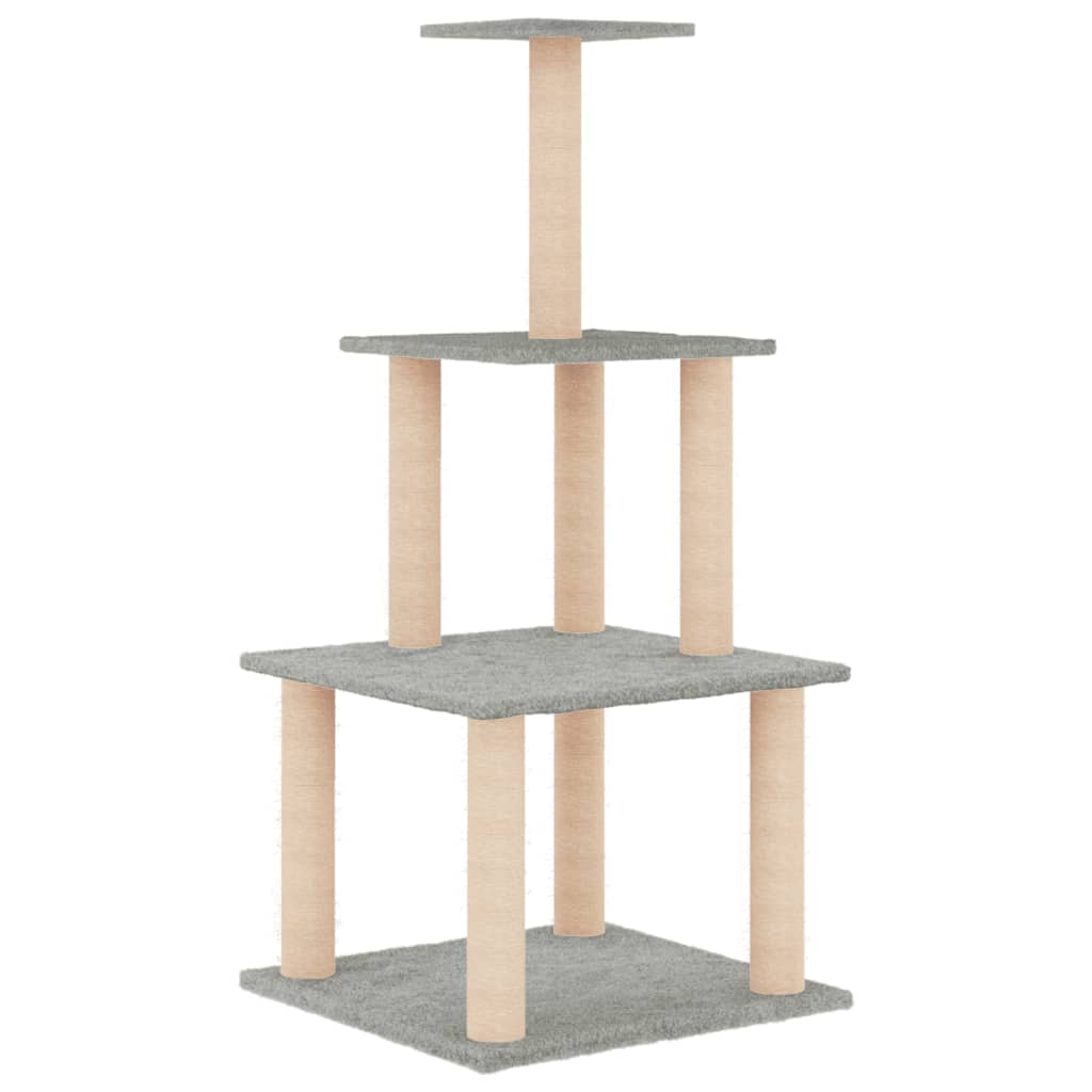 Albero per Gatti con Tiragraffi in Sisal Grigio Chiaro 111 cm