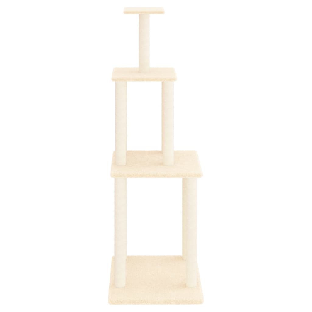 Albero per Gatti con Tiragraffi in Sisal Crema 149 cm