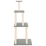 Albero per Gatti con Tiragraffi in Sisal Grigio Chiaro 149 cm