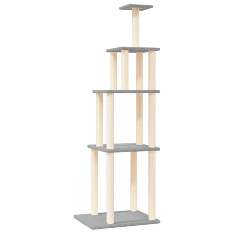 Albero per Gatti con Tiragraffi in Sisal Grigio Chiaro 183 cm