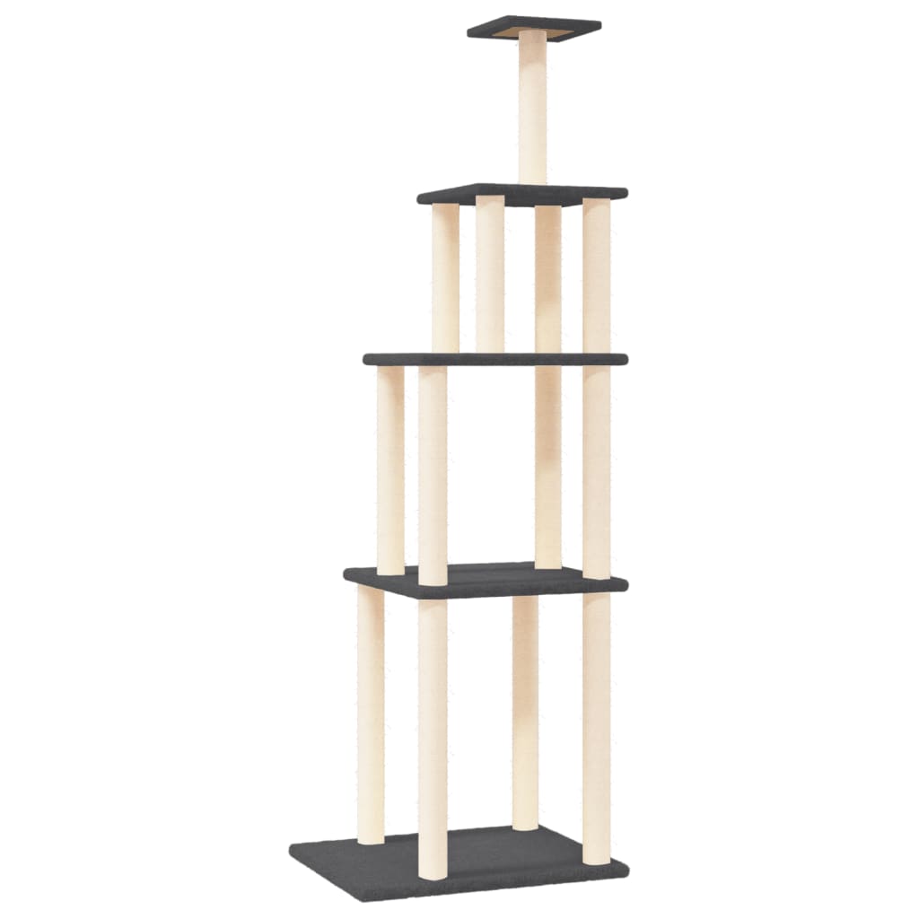 Albero per Gatti con Tiragraffi in Sisal Grigio Scuro 183 cm