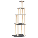 Albero per Gatti con Tiragraffi in Sisal Grigio Scuro 183 cm