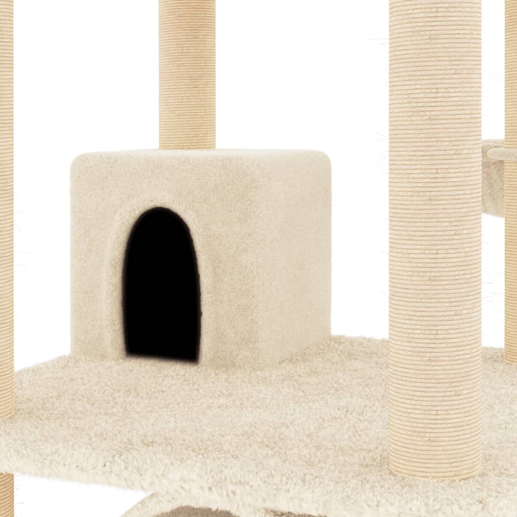 Albero per Gatti con Tiragraffi in Sisal Crema 141 cm