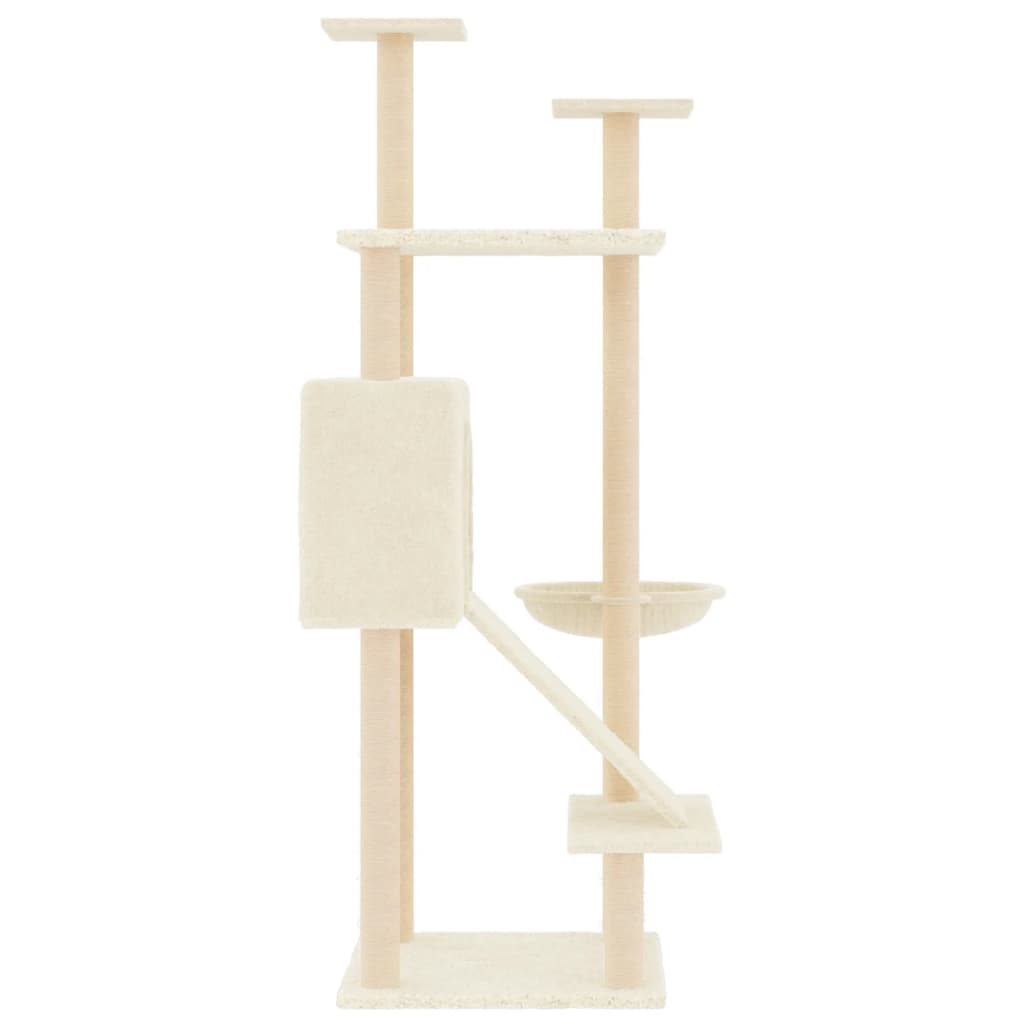 Albero per Gatti con Tiragraffi in Sisal Crema 153 cm