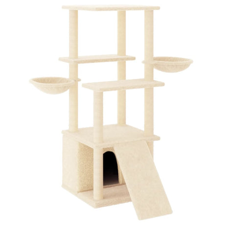 Albero per Gatti con Tiragraffi in Sisal Crema 133 cm