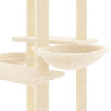 Albero per Gatti con Tiragraffi in Sisal Crema 133 cm