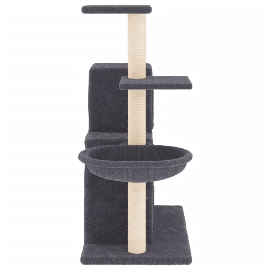 Albero per Gatti con Tiragraffi in Sisal Grigio Scuro 83 cm