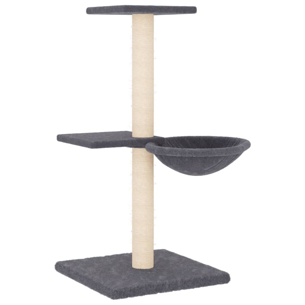 Albero per Gatti con Tiragraffi in Sisal Grigio Scuro 72 cm