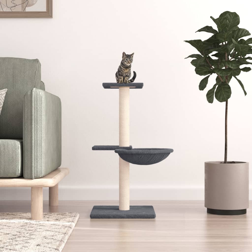 Albero per Gatti con Tiragraffi in Sisal Grigio Scuro 72 cm