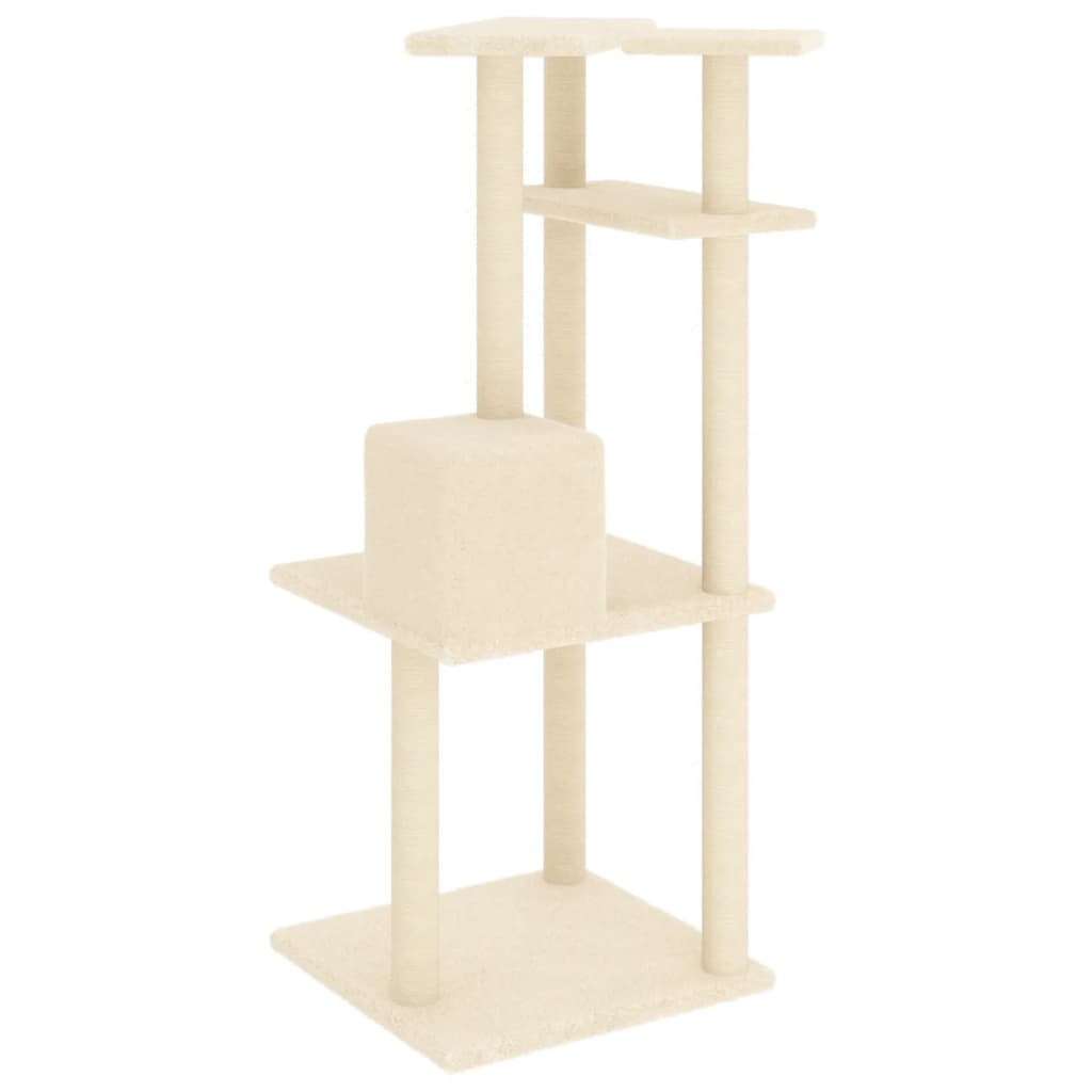 Albero per Gatti con Tiragraffi in Sisal Crema 123 cm