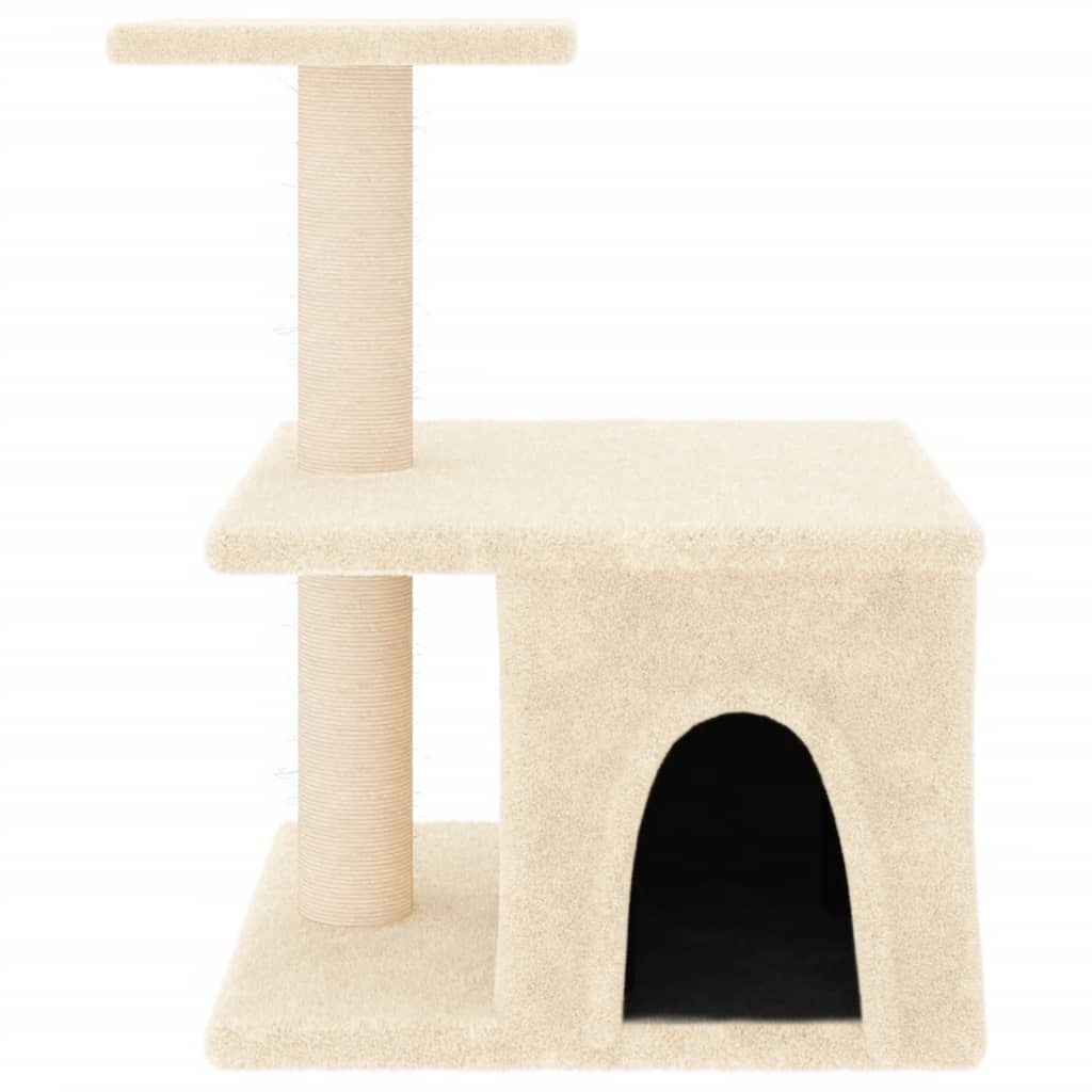 Albero per Gatti con Tiragraffi in Sisal Crema 48 cm