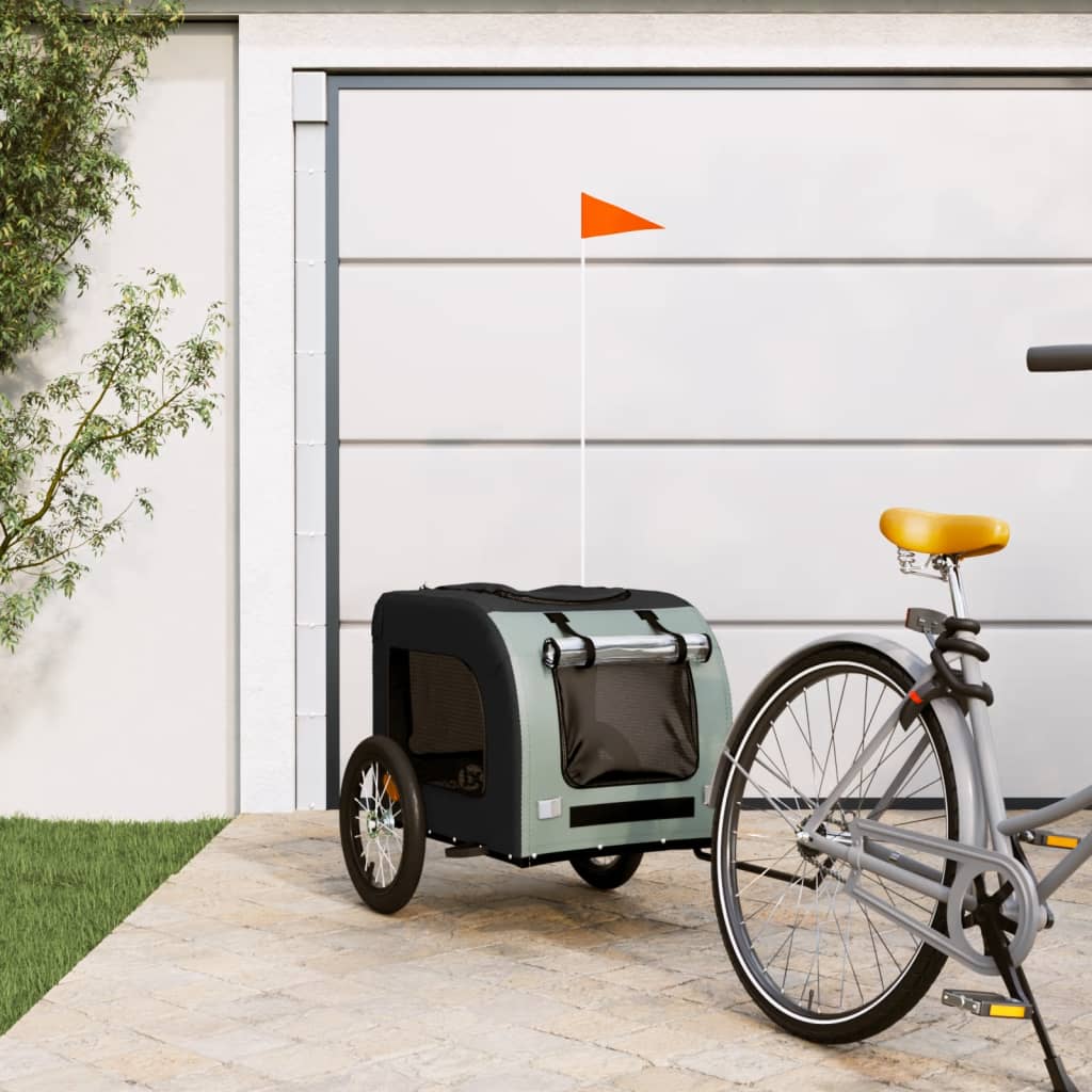 Bike Trailer for Animals Black and Gray Oxford and Iron