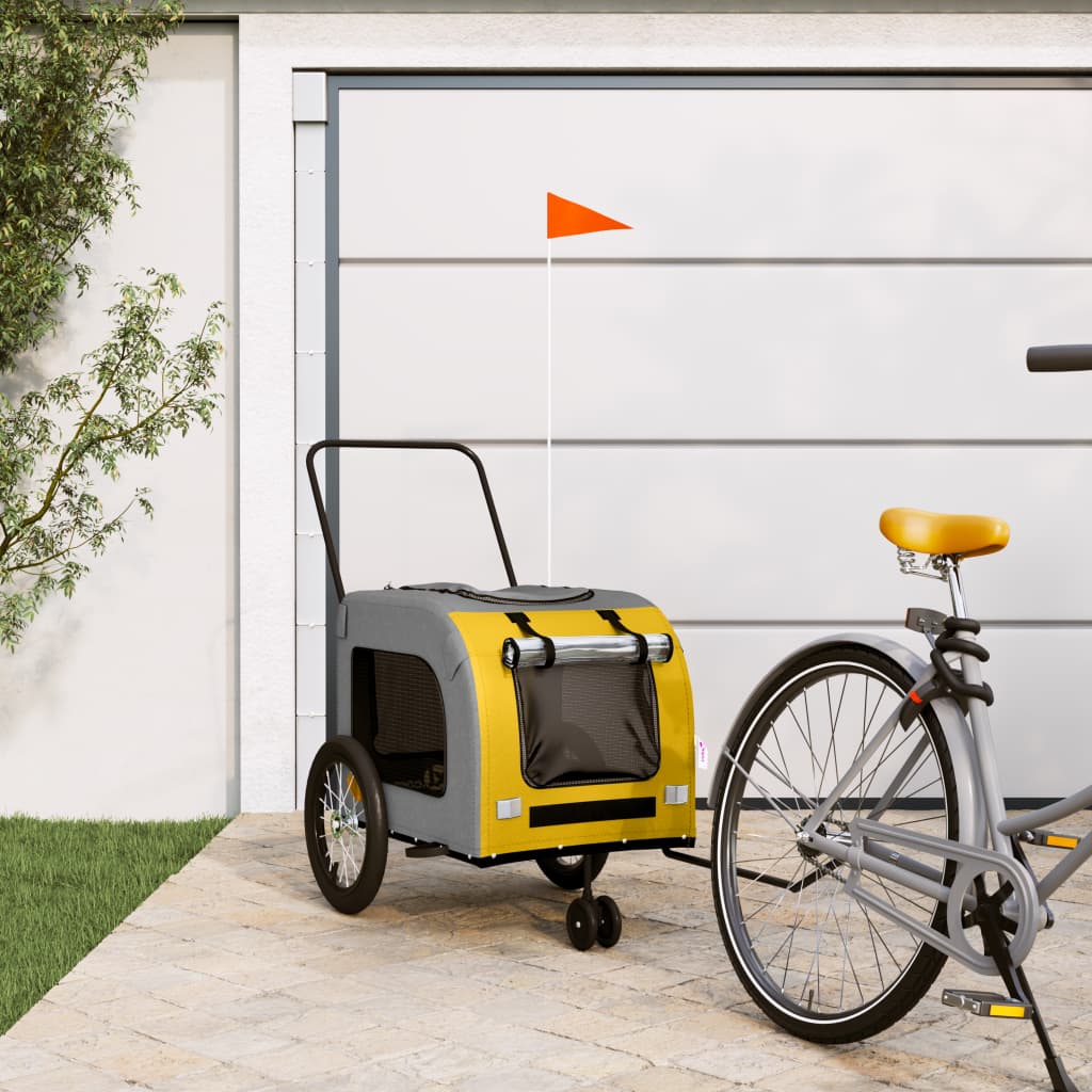 Bike Trailer for Animals Yellow and Gray Oxford and Iron