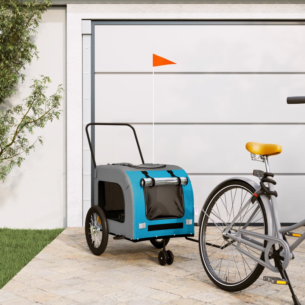 Blue and Gray Oxford and Iron Animal Bike Trailer