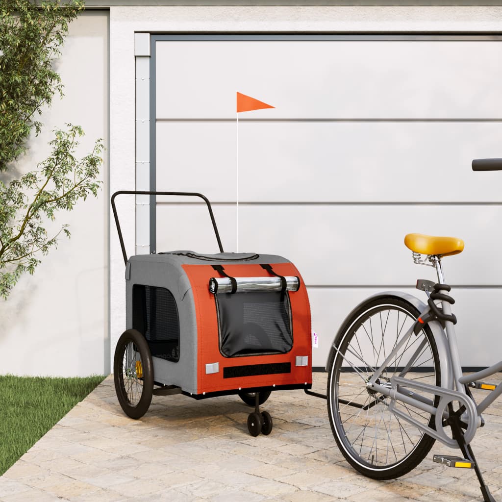 Bike Trailer for Animals Orange and Gray Oxford and Iron