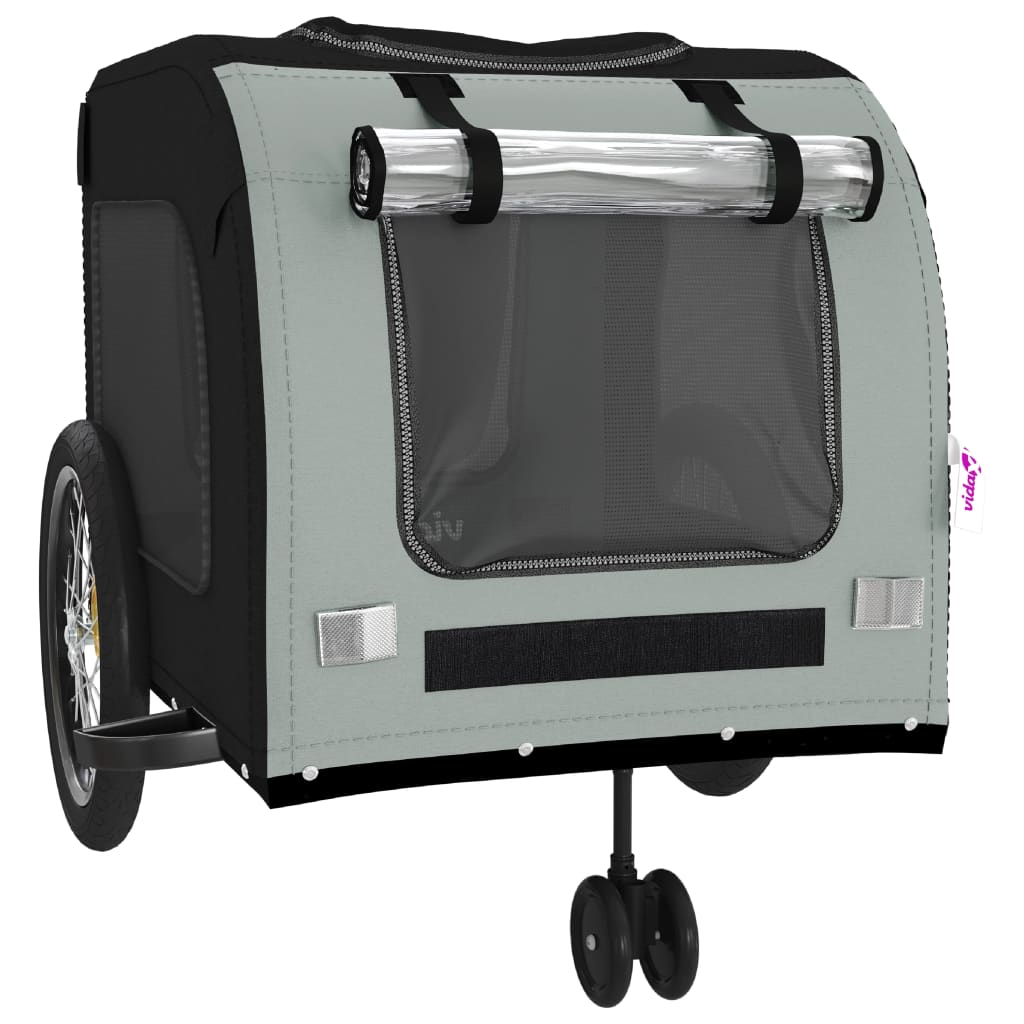 Bike Trailer for Animals Black and Gray Oxford and Iron