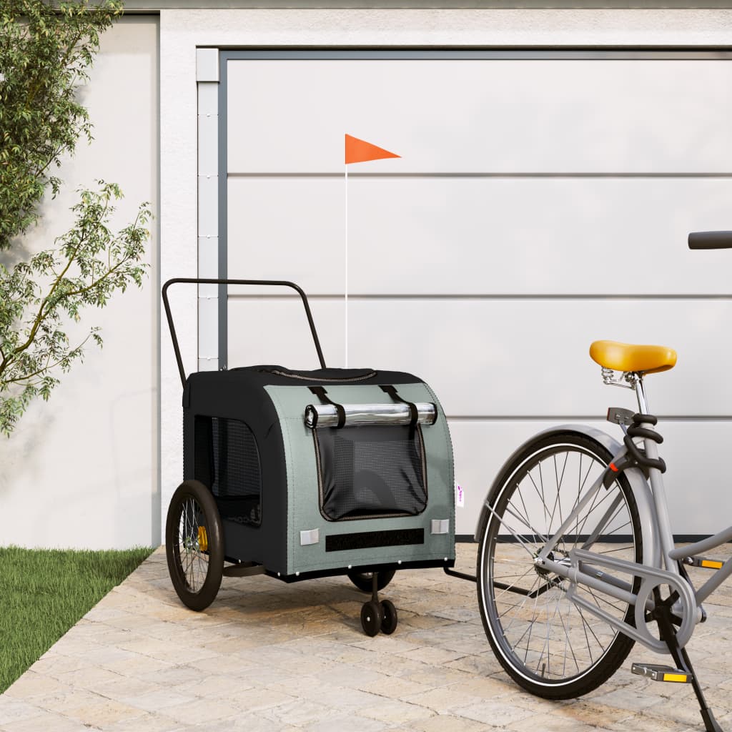 Bike Trailer for Animals Black and Gray Oxford and Iron