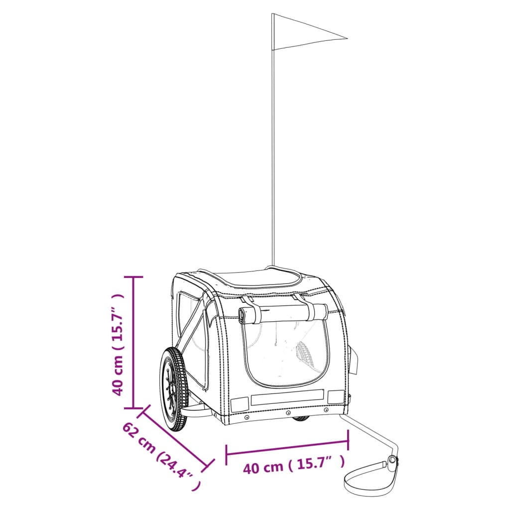 Rimorchio da Bici per Animali Arancione e Grigio Oxford e Ferro