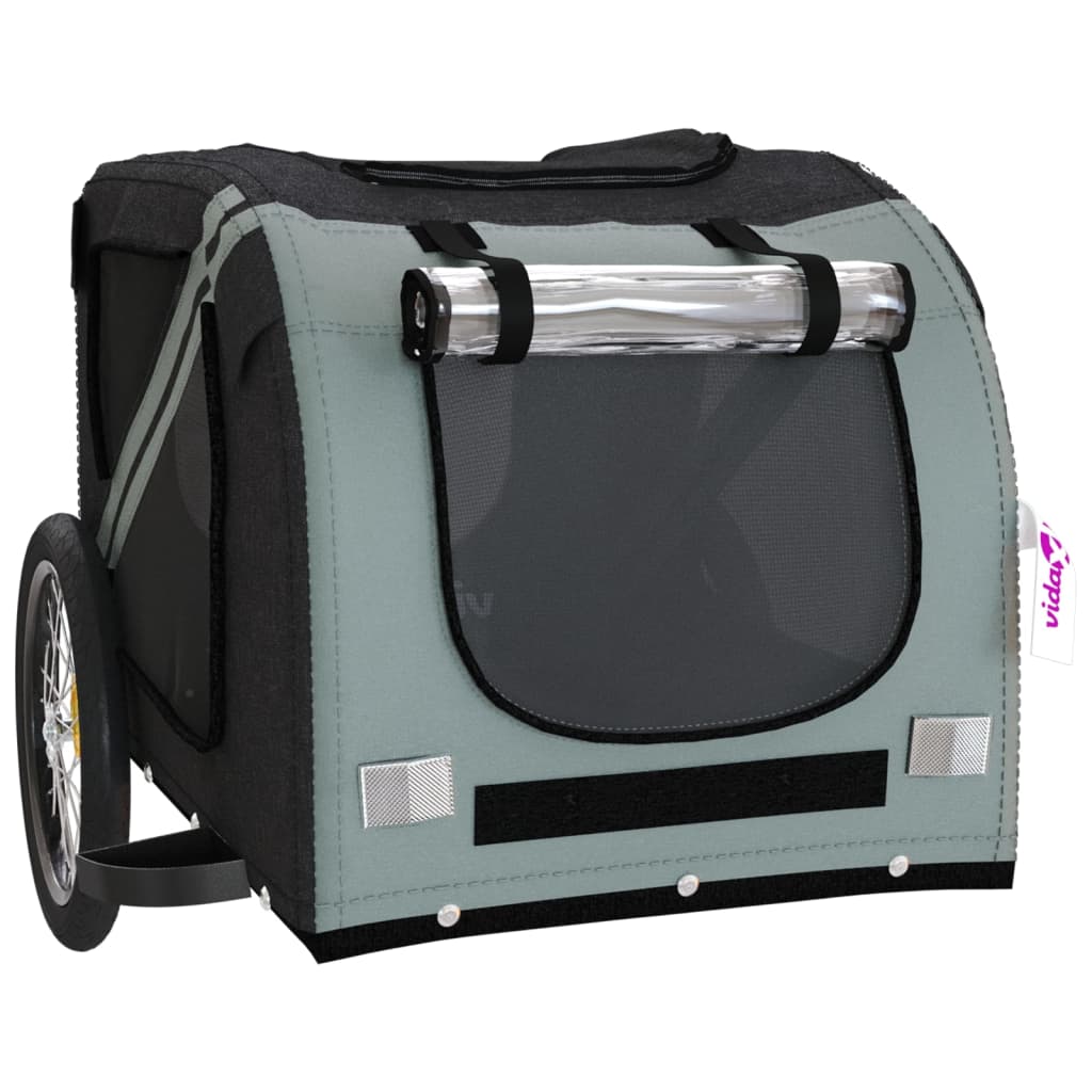 Bike Trailer for Animals Black and Gray Oxford and Iron