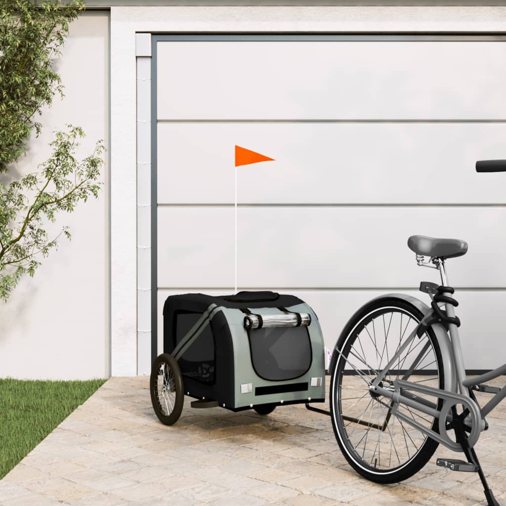 Bike Trailer for Animals Black and Gray Oxford and Iron