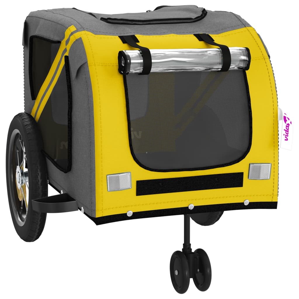 Bike Trailer for Animals Yellow and Black Oxford and Iron