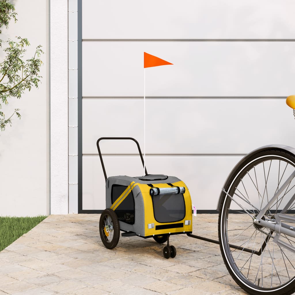 Bike Trailer for Animals Yellow and Black Oxford and Iron