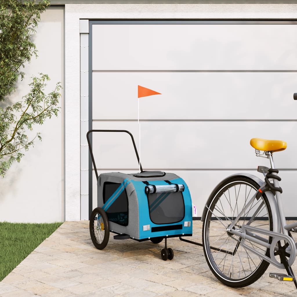 Blue and Gray Oxford and Iron Animal Bike Trailer