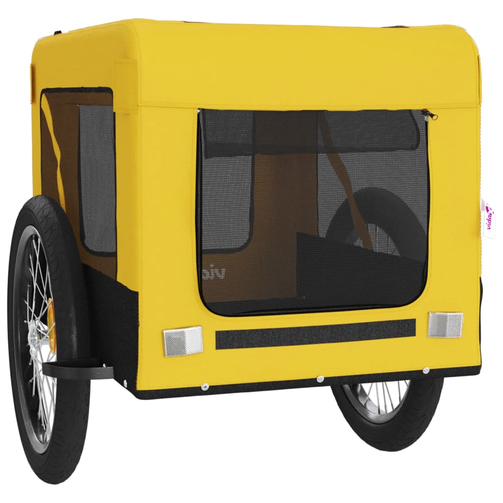 Bike Trailer for Animals Yellow and Black Oxford and Iron