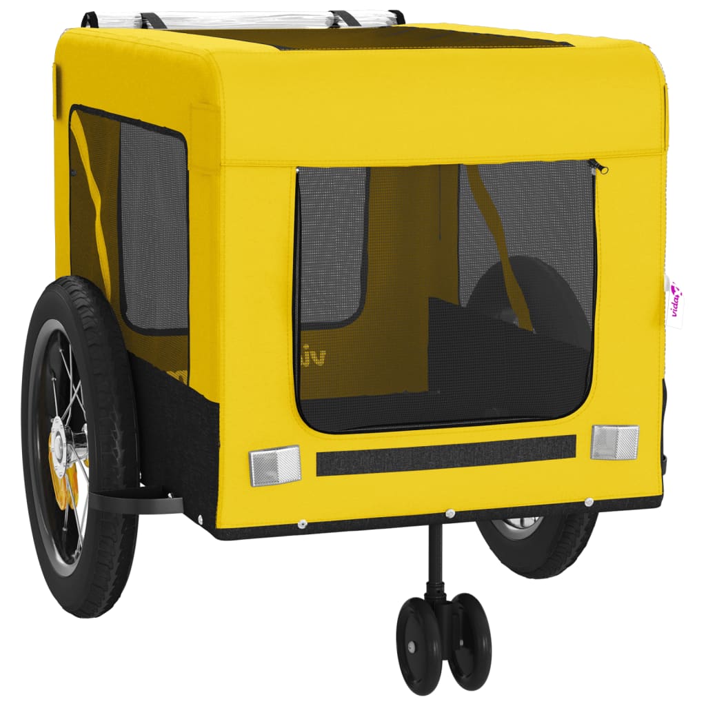 Bike Trailer for Animals Yellow and Black Oxford and Iron