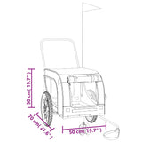 Rimorchio da Bici per Animali Grigio e Nero Oxford e Ferro