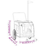 Rimorchio da Bici per Animali Grigio e Nero Oxford e Ferro