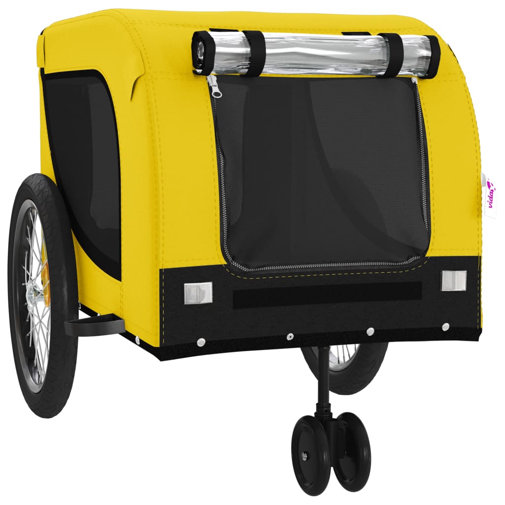 Bike Trailer for Animals Yellow and Black Oxford and Iron