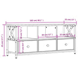 Mobile Porta TV Nero 102x33x45 cm in Legno Multistrato e Ferro