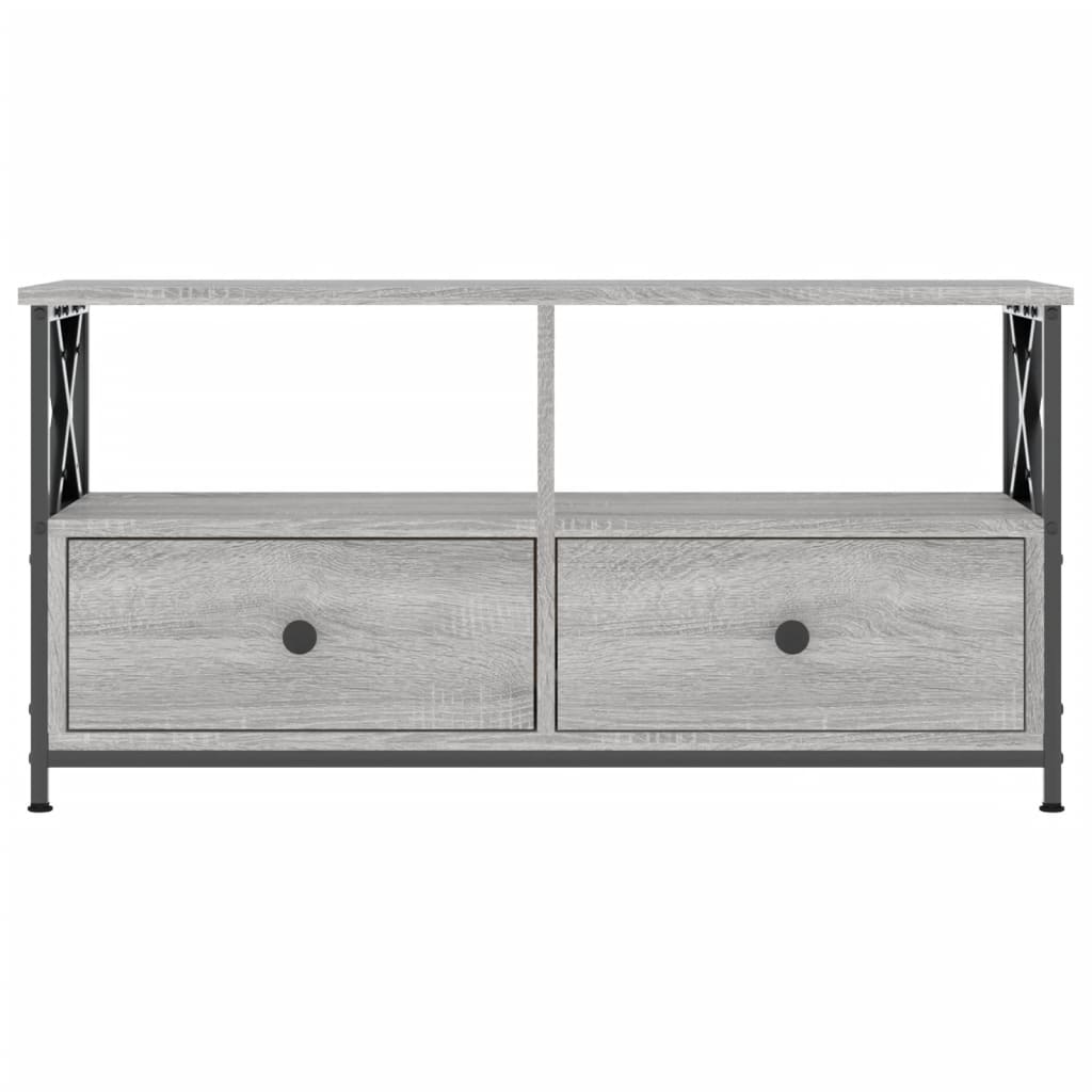 Mobile TV Grigio Sonoma 90x33x45 cm Legno Multistrato e Ferro