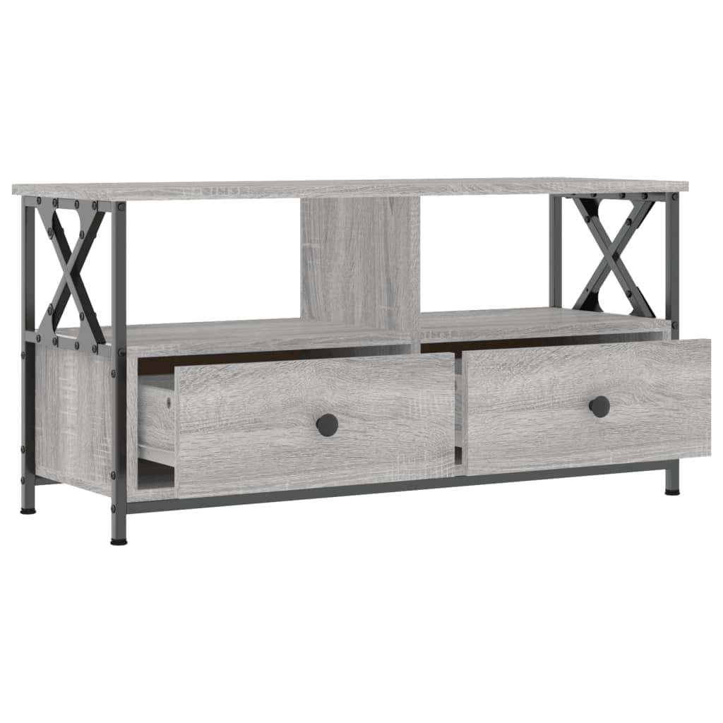 Mobile TV Grigio Sonoma 90x33x45 cm Legno Multistrato e Ferro