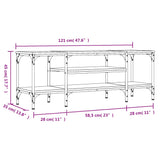 Mobile TV Grigio Sonoma 121x35x45 cm Legno Multistrato e Ferro